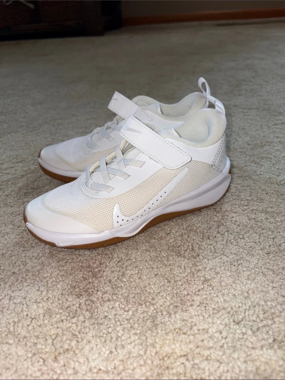 Brand New Nike Kids White Sneakers with Gum Outsole